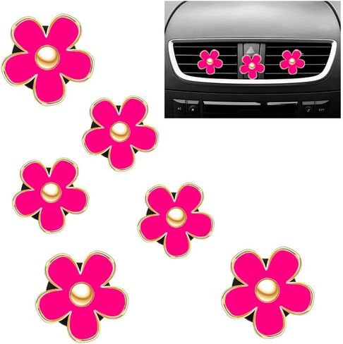 ديزي زهرة الهواء تنفيس كليب الهواء المعطر اكسسوارات السيارات لطيف زينة السيارة للنساء الفتيات (أبيض، أبيض، أبيض) in Kuwait