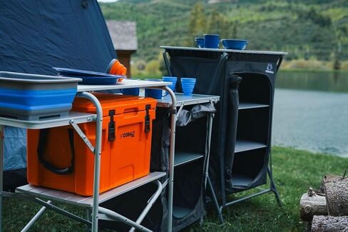 MOUNTAIN SUMMIT GEAR Camping Roll Top Kitchen Made from Weather-Resistant Aluminum (By Caddis Sports) in Kuwait