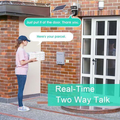 كاميرات أمان WiFi تعمل بالطاقة الشمسية بدقة 4 ميجابكسل من SANSCO، كاميرات خارجية لاسلكية لأمن المنزل، كاميرا مراقبة PTZ مع رؤية ليلية ملونة بعدسة مزدوجة، صوت ثنائي الاتجاه، كشف حركة PIR، إنذار ضوئي in Kuwait