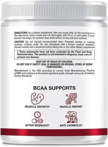 مسحوق BCAA معتمد من Science - نسبة 2:1:1 BCAA - 3500 مجم من الليوسين - نكهة الفواكه - 25 أونصة - 30 حصة - تعزيز التمرين، القدرة على التحمل، منع الإرهاق - BioPerine - صديق للنباتيين - حوض واحد in Saudi Arabia