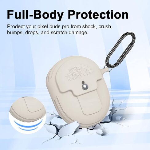 Case for Google Pixel Buds Pro 2022, Full-Body Shockproof Protective Case for Google Pixel Buds Pro Anti-Lost Carrying Portable Silicone Protective Case Cover with Carabiner and Lanyard (Off White) in Saudi Arabia