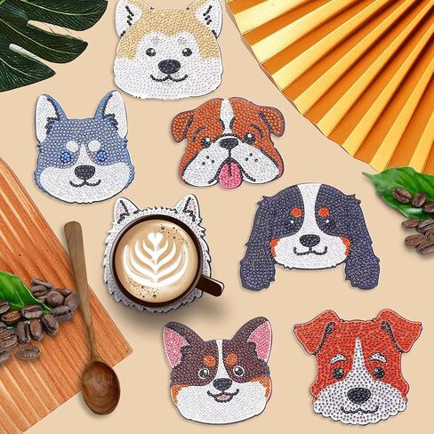 JTZHJIA Cat Diamond Painting Coaster Kits 8 Pieces, DIY Diamond Art Coaster Set with Holder, Diamond Art Coasters for Beginners Adults and Kids Art Craft Supplies in Saudi Arabia