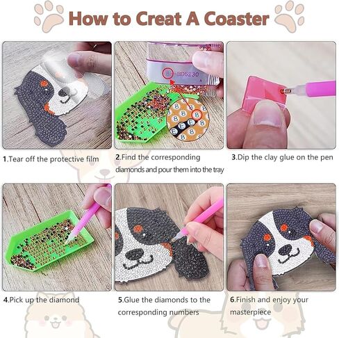 JTZHJIA Cat Diamond Painting Coaster Kits 8 Pieces, DIY Diamond Art Coaster Set with Holder, Diamond Art Coasters for Beginners Adults and Kids Art Craft Supplies in Saudi Arabia