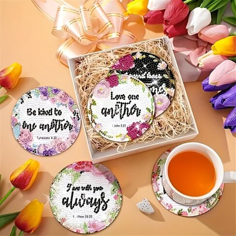 JTZHJIA Cat Diamond Painting Coaster Kits 8 Pieces, DIY Diamond Art Coaster Set with Holder, Diamond Art Coasters for Beginners Adults and Kids Art Craft Supplies in Saudi Arabia