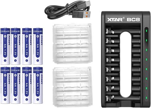 XTAR BC8 Battery Charger with 8 Pack Rechargeable 1.5v Lithium Rechargeable Batteries Charger(BC8 Charger+8*1.5V AA Batteries) in Saudi Arabia