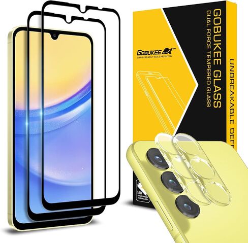 GOBUKEE (2+2 متوافق مع واقي الشاشة الزجاجي ذو التغطية الكاملة X 2 وواقي عدسة الكاميرا X 2 Samsung Galaxy A15 5G، مضاد لبصمات الأصابع، شفاف عالي الدقة، خالي من الفقاعات [صلابة 9H] in Saudi Arabia