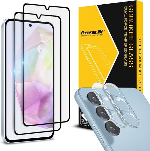 GOBUKEE (2+2 متوافق مع واقي الشاشة الزجاجي ذو التغطية الكاملة X 2 وواقي عدسة الكاميرا X 2 Samsung Galaxy A15 5G، مضاد لبصمات الأصابع، شفاف عالي الدقة، خالي من الفقاعات [صلابة 9H] in Saudi Arabia