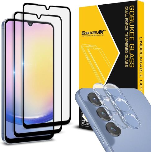 GOBUKEE (2+2 متوافق مع واقي الشاشة الزجاجي ذو التغطية الكاملة X 2 وواقي عدسة الكاميرا X 2 Samsung Galaxy A15 5G، مضاد لبصمات الأصابع، شفاف عالي الدقة، خالي من الفقاعات [صلابة 9H] in Saudi Arabia