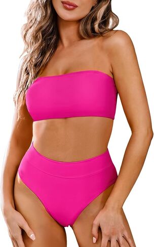 Pink Queen High Waisted Bathing Suits for Women Swimsuit Cheeky High Cut Tummy Control Bikini Bottom Pink Black M in Saudi Arabia