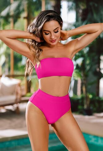 Pink Queen High Waisted Bathing Suits for Women Swimsuit Cheeky High Cut Tummy Control Bikini Bottom Pink Black M in Saudi Arabia