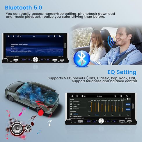 6.9 بوصة واحدة Din لاسلكية Carplay Car Stereo تعمل باللمس Android Auto Car Radio مع بلوتوث، 1 Din Head Unit Player يدعم وصلة المرآة الاحتياطية للكاميرا USB Type C in Saudi Arabia