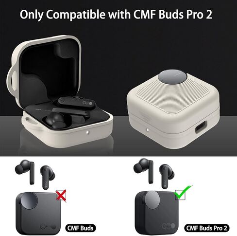 for CMF Buds Pro 2 Case Cover, Soft Silicone Protective Earbuds Case, Only Compatible with CMF Buds Pro 2, Headphones Case with Carabiner Accessories Set(White) in Saudi Arabia