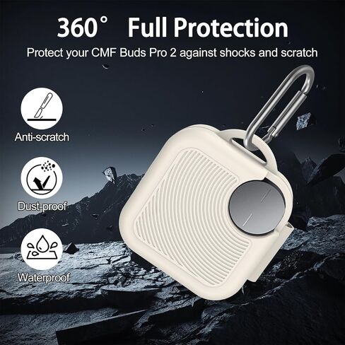 for CMF Buds Pro 2 Case Cover, Soft Silicone Protective Earbuds Case, Only Compatible with CMF Buds Pro 2, Headphones Case with Carabiner Accessories Set(White) in Saudi Arabia