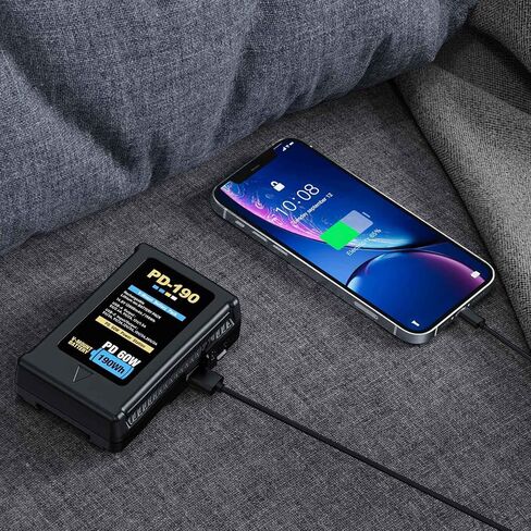 بطارية Pickle Power 190Wh(12800mAh) V Mount/V-Lock مع شاحن إخراج D-tap وكابل D-Tap متوافق مع كاميرا فيديو سوني وكاميرا الفيديو وبث ضوء LED بديل لكاميرات DSLR in Kuwait