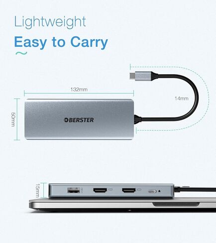 محول محور USB C 12 في 1 من OBERSTER مع شاشة ثلاثية، 2 HDMI، DP، 100W PD، 2 USB 3.0، 2 USB 2.0، إيثرنت، قارئ بطاقات SD/TF، ​​ميكروفون/صوت متوافق مع أجهزة Mac والكمبيوتر المحمول والمزيد in Kuwait
