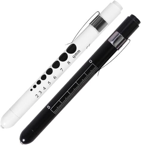 Aokin Pen Light with Pupil Gauge, Reusable LED Penlight Medical for Doctor Nurse Diagnostic etc, White Light, Black and Silver in Saudi Arabia
