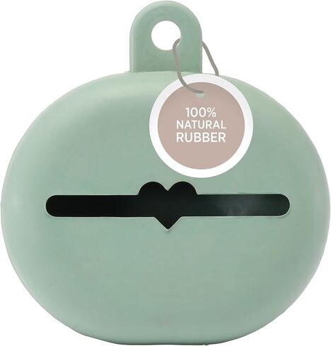 HEVEA Natural Rubber Pacifier Holder Case - 100% Natural Rubber - Danish Design Hygienic Holder for Pacifiers & Bottle Nipples, Easily Attaches to Bags & Strollers, BPA-Free, Vegan - Sand in Kuwait