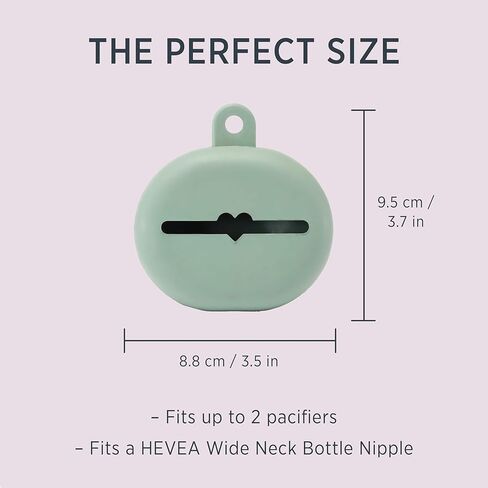 HEVEA Natural Rubber Pacifier Holder Case - 100% Natural Rubber - Danish Design Hygienic Holder for Pacifiers & Bottle Nipples, Easily Attaches to Bags & Strollers, BPA-Free, Vegan - Sand in Kuwait