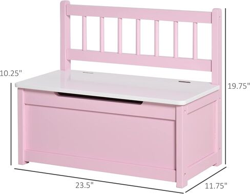 مقعد تخزين صندوق ألعاب للأطفال الصغار من Qaba مع مساحة داخلية كبيرة 27 لتر، مقعد تخزين للأطفال مع مساحة تخزين لأثاث غرفة لعب الأطفال الصغار، وأثاث غرفة نوم الأطفال، ومنظم الألعاب وصندوق تخزين، وردي in Kuwait