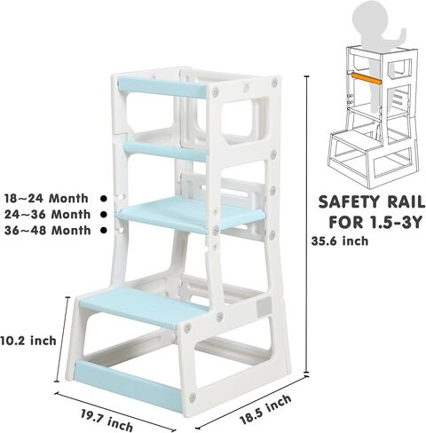 Kids' Adjustable Height Kitchen Step Stool, Safe Learning Platform Tower for Toddlers in Kitchen & Bathroom (Yellow) in Saudi Arabia