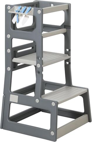 Kids' Adjustable Height Kitchen Step Stool, Safe Learning Platform Tower for Toddlers in Kitchen & Bathroom (Yellow) in Saudi Arabia