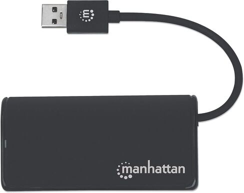 موزع USB فائق السرعة بأربعة منافذ مانهاتن يدعم سرعات نقل 5 جيجابت في الثانية مع موصل ذكر USB-A مدمج ومنفذين USB-A أنثى ومنفذين USB-C أنثى ومؤشر طاقة LED، يعمل بالحافلة، أسود in Kuwait