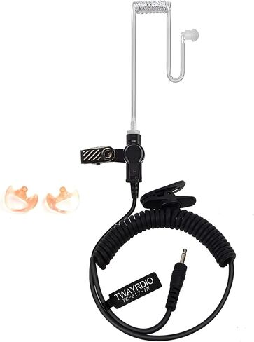 TWAYRDIO 2.5mm Receiver and Listen Only Surveillance Headset Clear Acoustic Earpiece with One Pair Medium Earmolds for Two-Way Radios, Transceivers and Radio Speaker Mics Jacks in Saudi Arabia