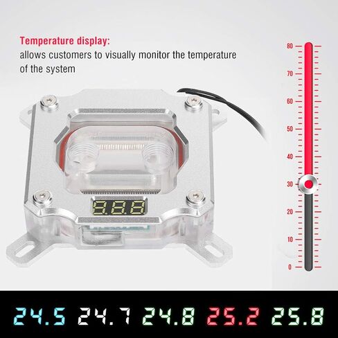 Water Cooling Block, UPR-2018 3Pin Port with LCD Temperature Display, Cooler Water Block, for Intel for Computer Water Cooling Systems in Saudi Arabia