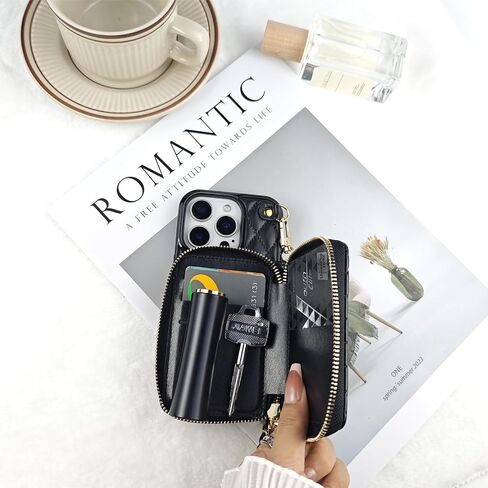 for iPhone 16 Pro Max Case Wallet for Women, Stylish Crossbody Wallet Phone Case with Detachable Strap＆Card Slots Holder,RFID Protective PU Leather Zipper Folio Cover with Kickstand Function,6.9 Inch in Saudi Arabia