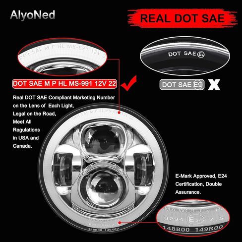 7 inch Motorcycle LED Headlight DRL White Halo DOT Kit Compatible with Harley Davidson Fat Boy Street Glide Heritage Softail Road King Electra Glide - Black in Saudi Arabia