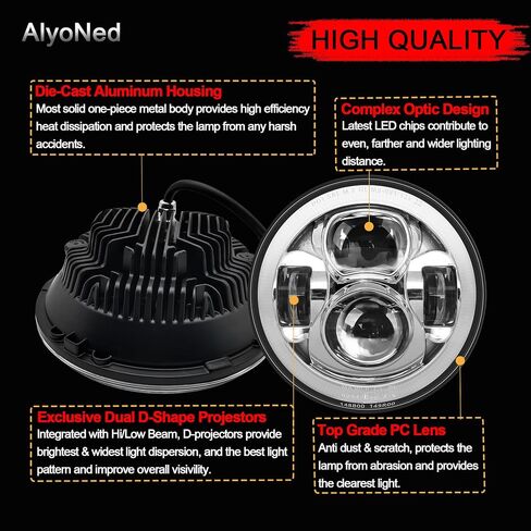 7 inch Motorcycle LED Headlight DRL White Halo DOT Kit Compatible with Harley Davidson Fat Boy Street Glide Heritage Softail Road King Electra Glide - Black in Saudi Arabia