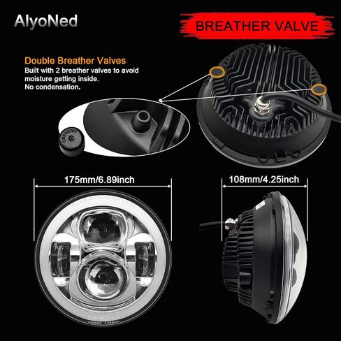 7 inch Motorcycle LED Headlight DRL White Halo DOT Kit Compatible with Harley Davidson Fat Boy Street Glide Heritage Softail Road King Electra Glide - Black in Saudi Arabia