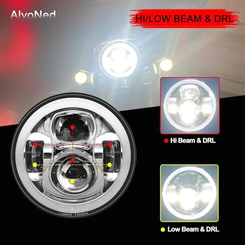 7 inch Motorcycle LED Headlight DRL White Halo DOT Kit Compatible with Harley Davidson Fat Boy Street Glide Heritage Softail Road King Electra Glide - Black in Saudi Arabia