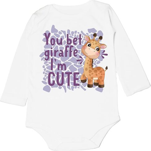 You Bet Giraffe I'm Cute letter Print Baby Giraffe Romper Newborn Giraffe Bodysuits Unisex Infant Baby in Saudi Arabia