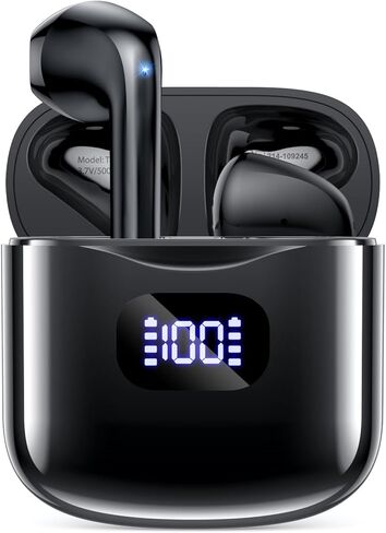 سماعات أذن لاسلكية بلوتوث 5.3، سماعات أذن استريو تعمل لمدة 40 ساعة مع شاشة LED وحقيبة شحن IPX7 مقاومة للماء داخل الأذن مع ميكروفون للهاتف والكمبيوتر اللوحي والكمبيوتر المحمول والرياضات in Kuwait