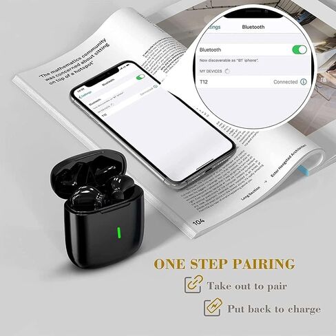 Wireless Earbuds Bluetooth Earbuds 5.0 Headphones,Noise Cancellation Headsets,Pop-ups Auto Pairing in-Ear Hi-Fi Stereo Sound Mic IPX7 Waterproof Headset for Samsung/iOS/Android, Blacks in Saudi Arabia