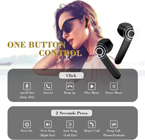 Wireless Earbuds Bluetooth Earbuds 5.0 Headphones,Noise Cancellation Headsets,Pop-ups Auto Pairing in-Ear Hi-Fi Stereo Sound Mic IPX7 Waterproof Headset for Samsung/iOS/Android, Blacks in Saudi Arabia