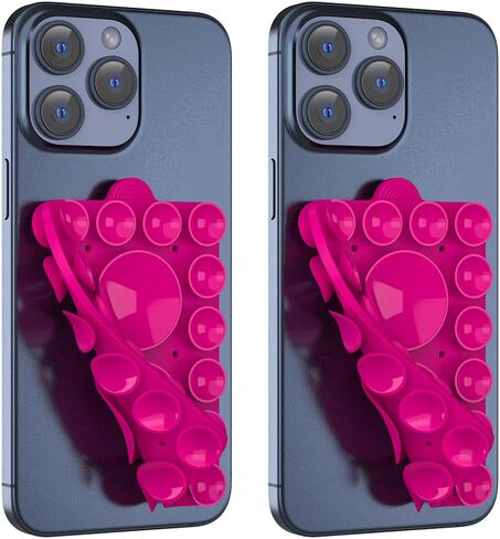 Silicone Suction Phone Holder Mount,Silicon Adhesive Phone Accessory for iPhone and Android, Hands-Free Mirror Shower Phone Holder,TikTok Videos and Selfies (Transparent 2Pack, Double Sided) in Kuwait