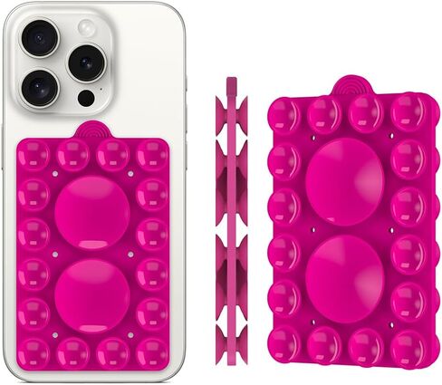 Silicone Suction Phone Holder Mount,Silicon Adhesive Phone Accessory for iPhone and Android, Hands-Free Mirror Shower Phone Holder,TikTok Videos and Selfies (Transparent 2Pack, Double Sided) in Kuwait