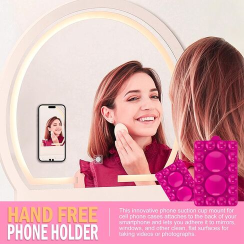 Silicone Suction Phone Holder Mount,Silicon Adhesive Phone Accessory for iPhone and Android, Hands-Free Mirror Shower Phone Holder,TikTok Videos and Selfies (Transparent 2Pack, Double Sided) in Kuwait