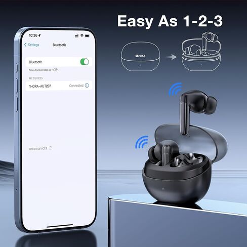 1 Hora Wireless Earbuds Bluetooth 5.3, Touch Control Headphones with Transparency Wireless Charging Case, Premium Sound in-Ear Earphones, Compatible with iPhone, Android Smartphone, Tablet, Laptop in Saudi Arabia
