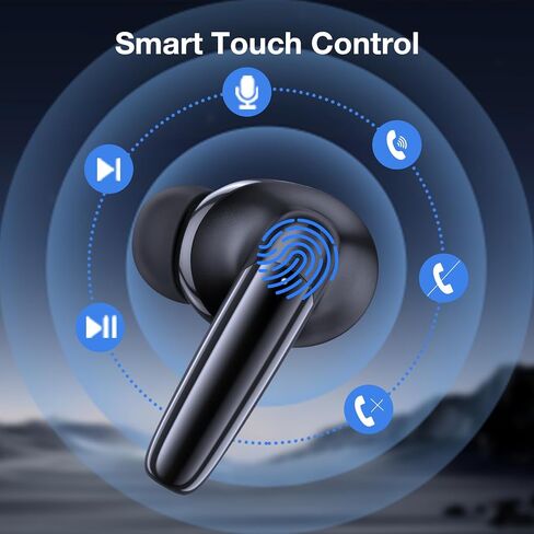 1 Hora Wireless Earbuds Bluetooth 5.3, Touch Control Headphones with Transparency Wireless Charging Case, Premium Sound in-Ear Earphones, Compatible with iPhone, Android Smartphone, Tablet, Laptop in Saudi Arabia