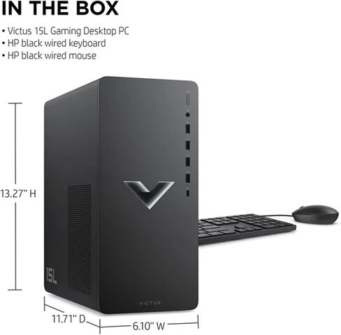 سطح المكتب HP Victus Gaming Tower، AMD Ryzen 5 5600G (Beat i5-12400)، AMD Radeon RX 6400، ذاكرة وصول عشوائي 16 جيجابايت، 512 جيجابايت SSD + 1 تيرابايت HDD، واي فاي، RJ-45، HDMI، منفذ عرض، Windows 11 Home، لوحة مفاتيح سلكية وماوس، أسود in Saudi Arabia
