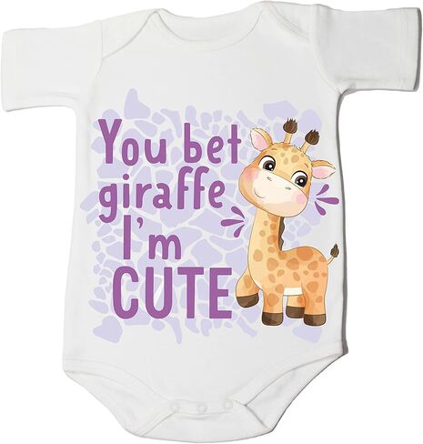 You Bet Giraffe I'm Cute letter Print Baby Giraffe Romper Newborn Giraffe Bodysuits Unisex Infant Baby in Saudi Arabia