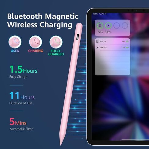 Trakxy Pencil 2nd Generation for iPad, Magnetic Wireless Charging Pen with Tilt Sensitivity Palm Rejection for iPad Pro 11" 1/2/3/4, iPad Pro 12.9" 3/4/5/6, iPad Air 4/5, iPad Mini 6-Black in Saudi Arabia