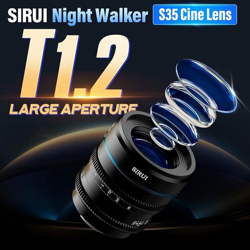 SIRUI Night Walker 16mm S35 Wide Angle Cine Lens, T1.2 Large Aperture Manual Focus Lens for BMPCC4K, GH5II, GH5S, GH6, Z Cam (MS16M-G, M4/3 Mount, Metal Grey) in Kuwait