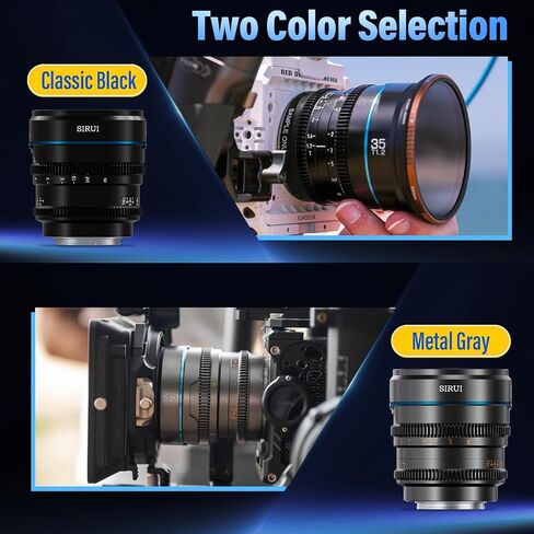 SIRUI Night Walker 16mm S35 Wide Angle Cine Lens, T1.2 Large Aperture Manual Focus Lens for BMPCC4K, GH5II, GH5S, GH6, Z Cam (MS16M-G, M4/3 Mount, Metal Grey) in Kuwait
