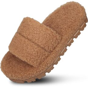 House Slippers for women Fluffy Slippers Open Toe House Shoes Anti-skid Warm Breathable Comfortable Platform Slippers Indoor Outdoor