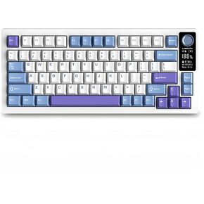 FKZ LT75 75% Wireless Mechanical Keyboard,Gasket Hot Swappable Custom RGB Backlit NKRO TKL Gaming Keyboard with Screen&Knob PBT Keycaps BT5.0/2.4G/Type-C Wired Keyboard for Office/Gamer (Black-Gray)