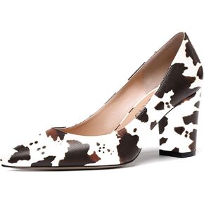 WAYDERNS Women's Slip On Matte Pointed Toe Block High Heel Pumps Shoes 3.5 Inch